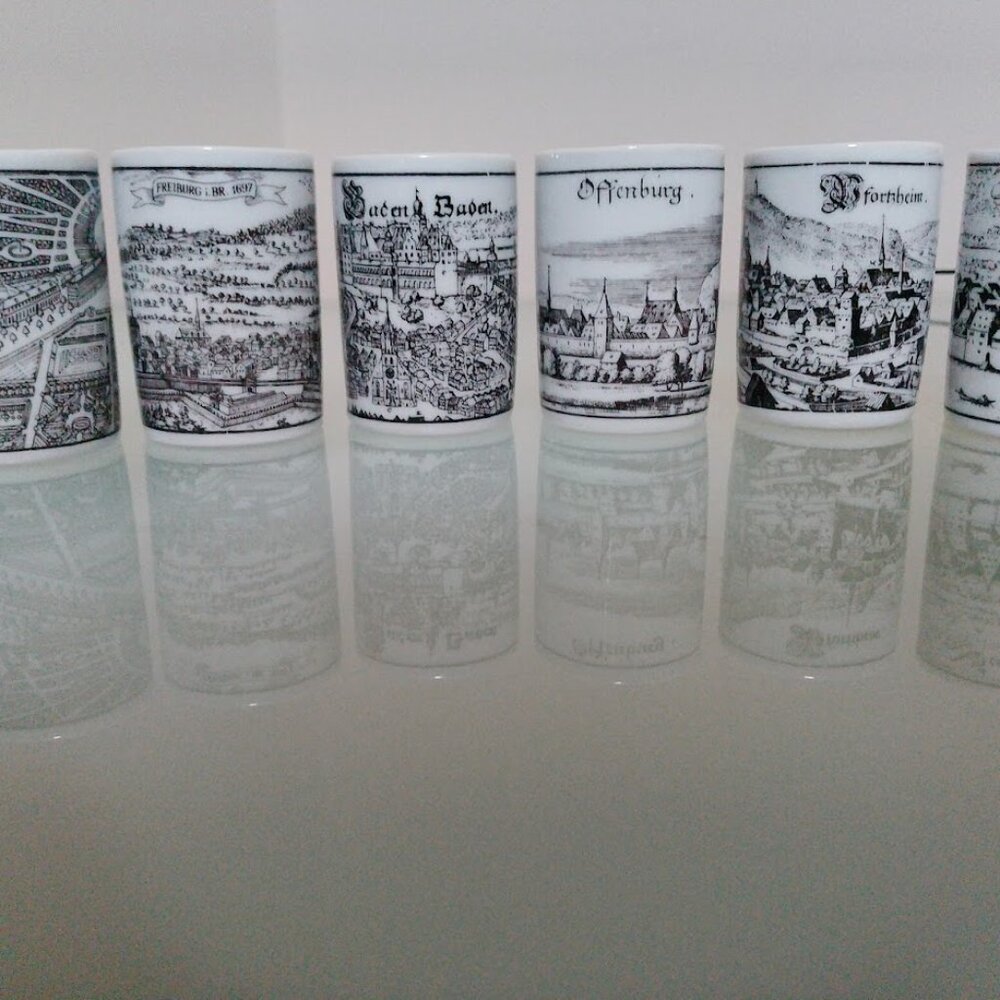 VINTAGE -  Altenkunstadt Porcelain set of 6 German shot glasses